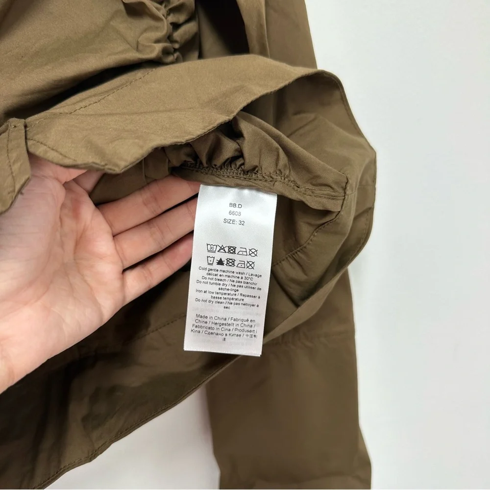 Ganni Cut Out Tailored Button Down Shirt in Brown